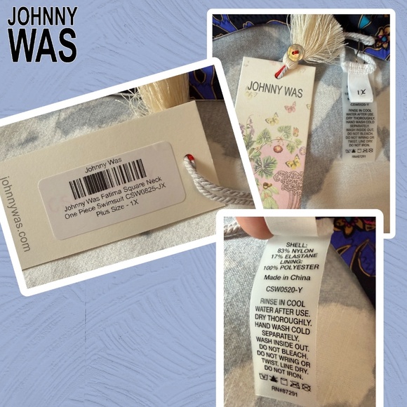 JOHNNY WAS NWT Fatima Square Neck One Piece REVERSIBLE Plus Size Swimsuit/1X - Picture 9 of 10